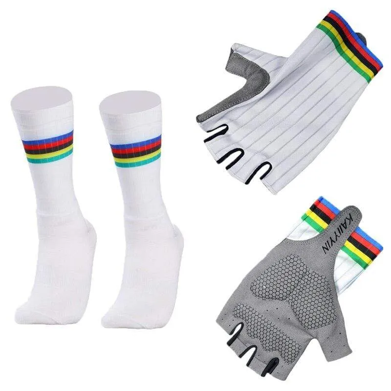 Aero Bike Team Fahrradhandschuhe und Socken kombiniert Herren Damen Fahrradhandschuhe Socken Rutschfeste Calcetines Ciclismo Guantes Ciclismo
