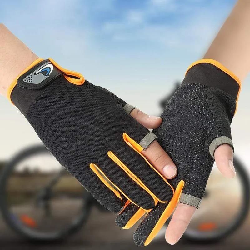 Sommer Fahrradhandschuhe Herren Mesh Atmungsaktive dünne Angelhandschuhe Anti Slip Halbfinger Sport Fahrradhandschuhe