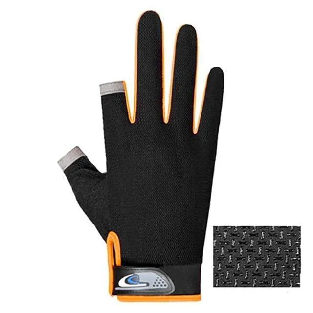 Sommer Fahrradhandschuhe Herren Mesh Atmungsaktive dünne Angelhandschuhe Anti Slip Halbfinger Sport Fahrradhandschuhe