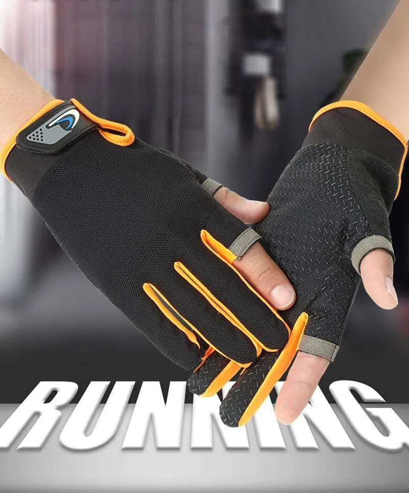 Sommer Fahrradhandschuhe Herren Mesh Atmungsaktive dünne Angelhandschuhe Anti Slip Halbfinger Sport Fahrradhandschuhe