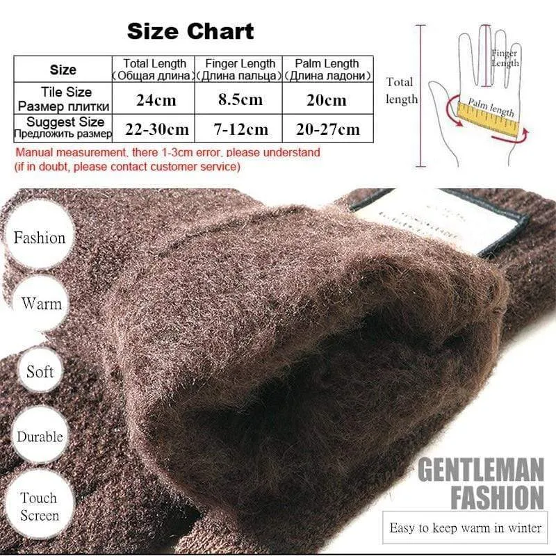 Winter Männer Gestrickte Handschuhe Touchscreen Hohe Qualität Männlichen Handschuh Verdicken Warme Wolle Kaschmir Solide Männer Business Handschuhe Herbst
