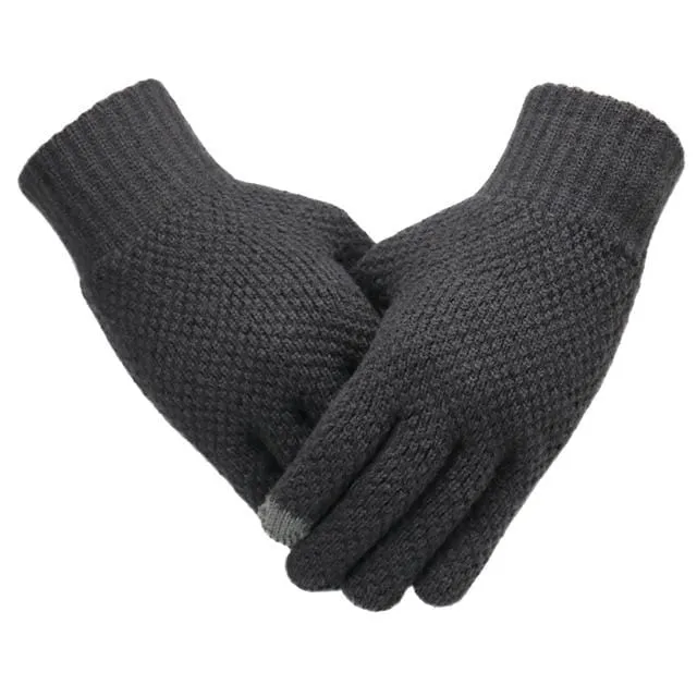 Winter Männer Gestrickte Handschuhe Touchscreen Hohe Qualität Männlichen Handschuh Verdicken Warme Wolle Kaschmir Solide Männer Business Handschuhe Herbst