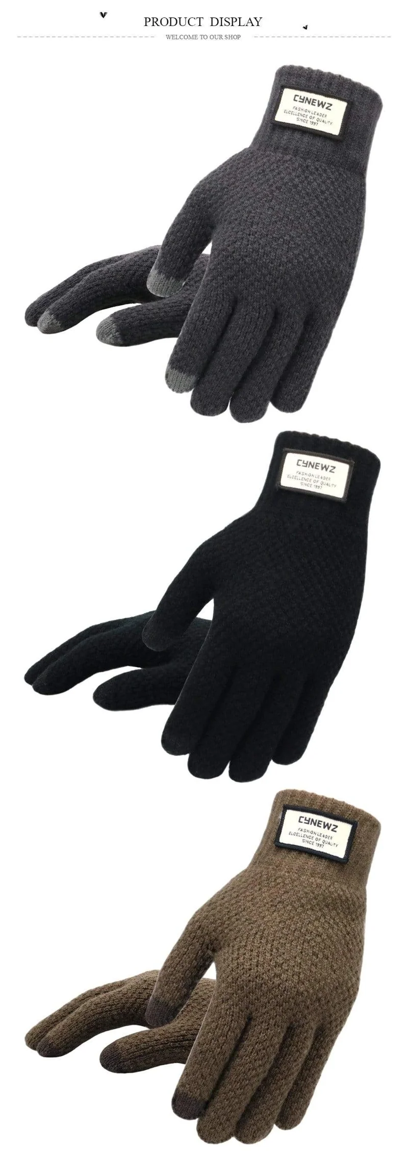Winter Männer Gestrickte Handschuhe Touchscreen Hohe Qualität Männlichen Handschuh Verdicken Warme Wolle Kaschmir Solide Männer Business Handschuhe Herbst
