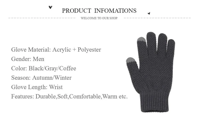 Winter Männer Gestrickte Handschuhe Touchscreen Hohe Qualität Männlichen Handschuh Verdicken Warme Wolle Kaschmir Solide Männer Business Handschuhe Herbst