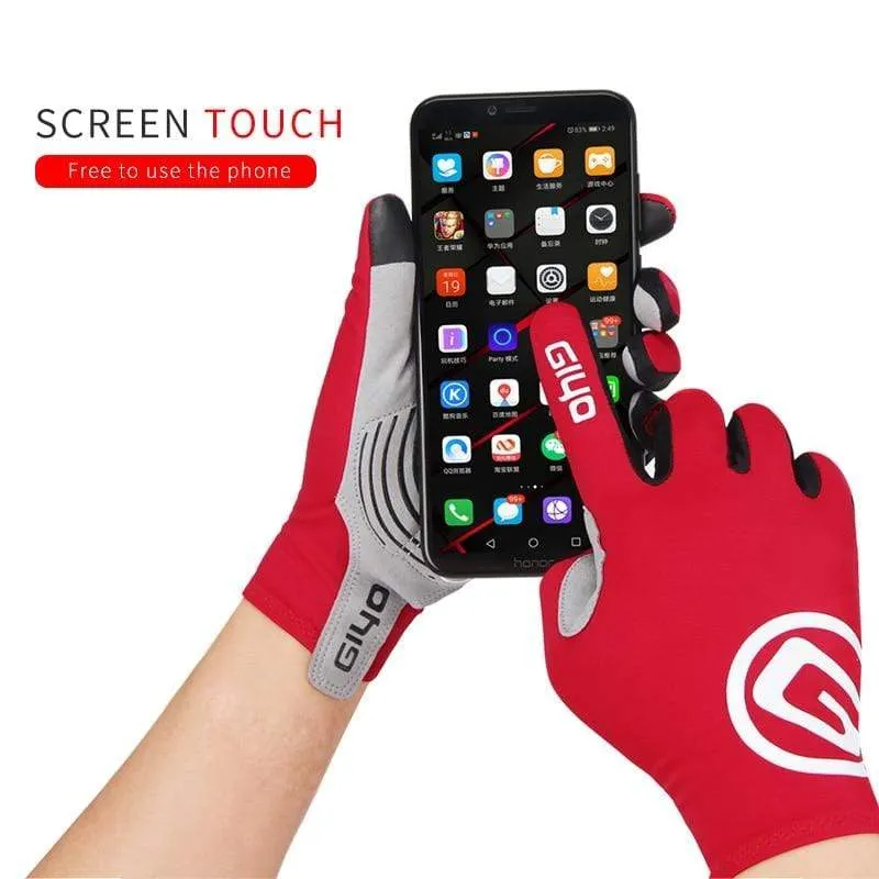 Windschutz Radfahren Vollfinger Handschuhe Touchscreen Anti-Rutsch Fahrrad Lycra Stoff Fäustlinge Bicicleta Rennrad Langer Handschuh