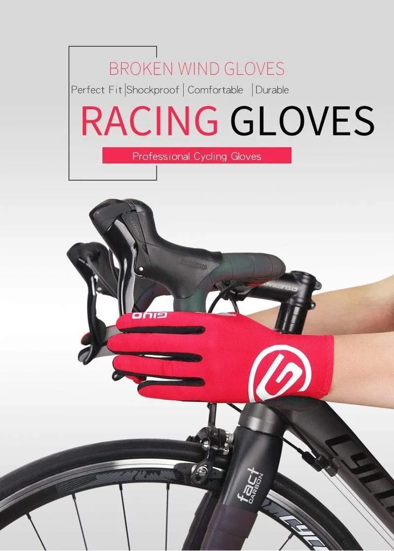Windschutz Radfahren Vollfinger Handschuhe Touchscreen Anti-Rutsch Fahrrad Lycra Stoff Fäustlinge Bicicleta Rennrad Langer Handschuh