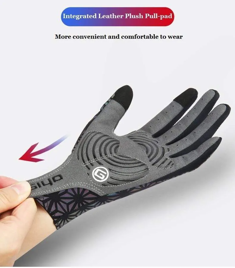 Windschutz Radfahren Vollfinger Handschuhe Touchscreen Anti-Rutsch Fahrrad Lycra Stoff Fäustlinge Bicicleta Rennrad Langer Handschuh