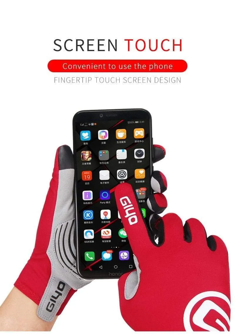 Windschutz Radfahren Vollfinger Handschuhe Touchscreen Anti-Rutsch Fahrrad Lycra Stoff Fäustlinge Bicicleta Rennrad Langer Handschuh