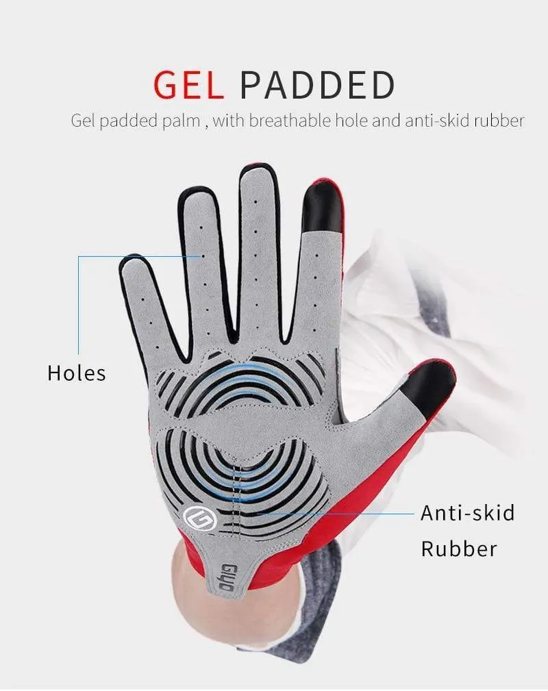 Windschutz Radfahren Vollfinger Handschuhe Touchscreen Anti-Rutsch Fahrrad Lycra Stoff Fäustlinge Bicicleta Rennrad Langer Handschuh