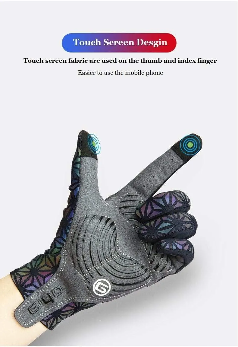 Windschutz Radfahren Vollfinger Handschuhe Touchscreen Anti-Rutsch Fahrrad Lycra Stoff Fäustlinge Bicicleta Rennrad Langer Handschuh