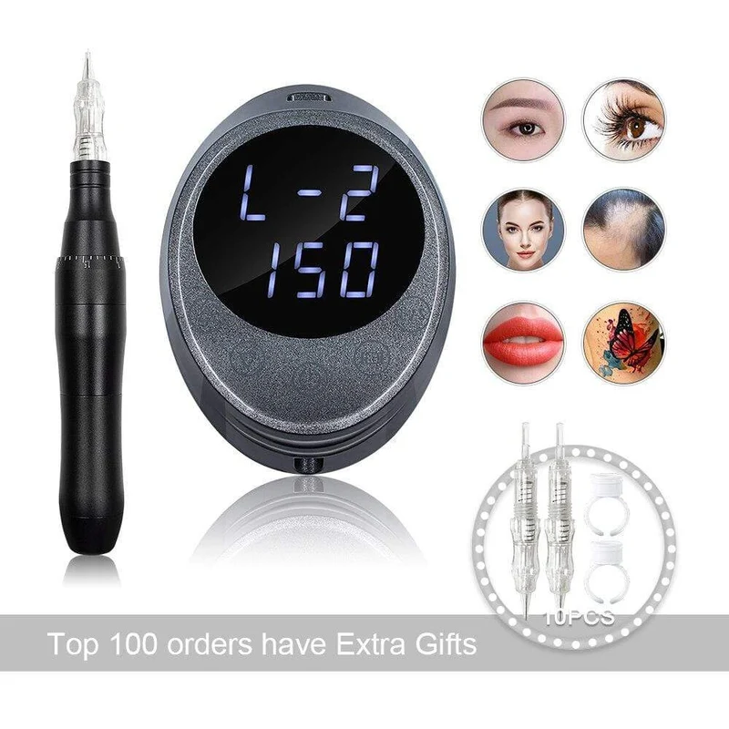 BMX Dermografo Permanent Make-Up Maschine Stift Ruhigen Motor Tattoo Gun Für Augenbrauen PMU Tattoo linder und shader