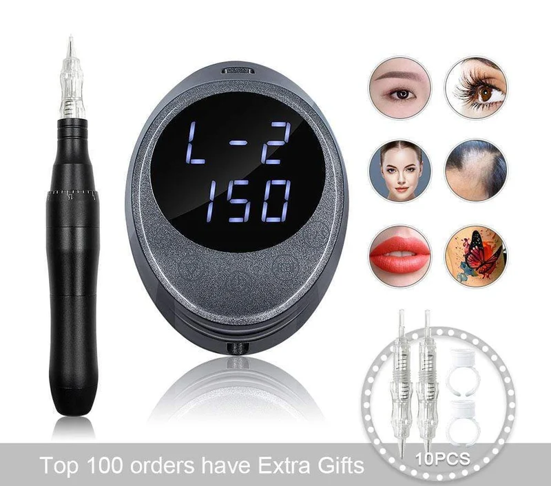 BMX Dermografo Permanent Make-Up Maschine Stift Ruhigen Motor Tattoo Gun Für Augenbrauen PMU Tattoo linder und shader
