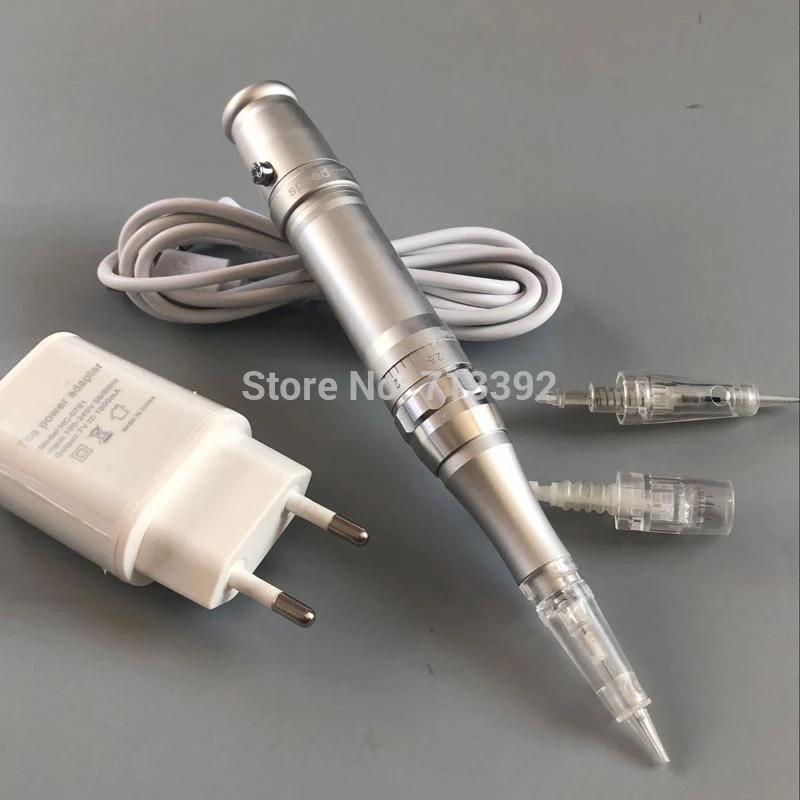 Klassische Silber Tattoo Maschine Permanent Make-Up Maschine Schönheit MTS Augenbrauen Stift Mit Patrone Nadeln