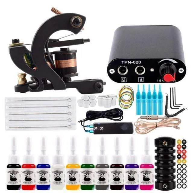 Komplettes Tattoo-Maschinenset mit Tinte, Netzteil, Griffen, Tattoozubehör, Body Art Makeup, Tattoo-Kit, Zubehör, Werkzeuge für Anfänger