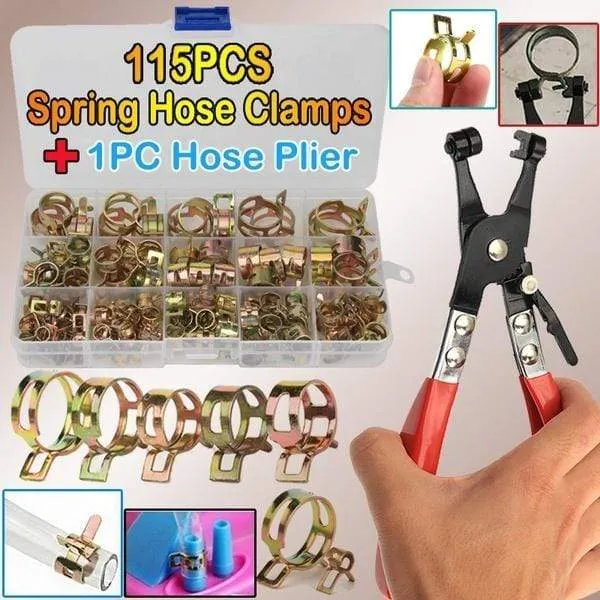 115 Stück verzinkte 6–22 mm Federschlauchschellen + 1 Stück gerade Rohrschelle Bandschelle Metallverschluss-Sortiment-Kit mit Box