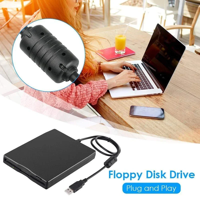 3.55-Zoll-Diskettenlaufwerk Tragbares 3.5-Zoll-USB-Diskettenlaufwerk für Mobilgeräte 1.44 MB externes Disketten-FDD für Laptop-Notebooks