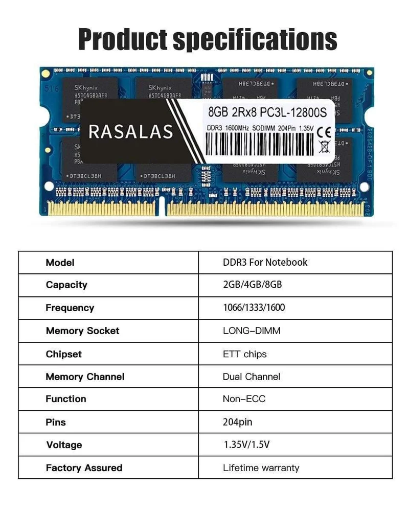 Speicher Ram DDR3 8 GB 4 GB 8500 10600 12800 SO-DIMM 1.35 V 1.5 V Notebook 204Pin Laptop Betriebsname