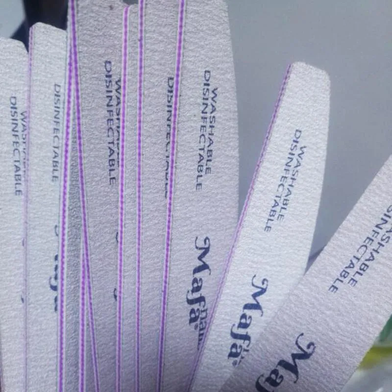 100 Stück Halbmond-Nagelfeile, Körnung 100–180, Sandfeile, professionelle Nagelfeile, doppelseitig, waschbar, 100 Nagelfeilen-Maniküre-Werkzeuge