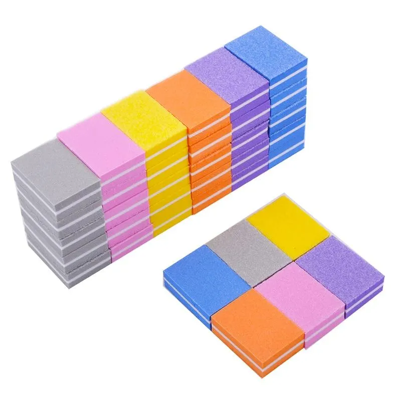 100 teile/los Professionelle Nagelfeile Mini Schwamm Nagel Schleif Blöcke UV Gel Polnischen Häutchen Entferner Maniküre Werkzeuge Nagel Puffer Dateien