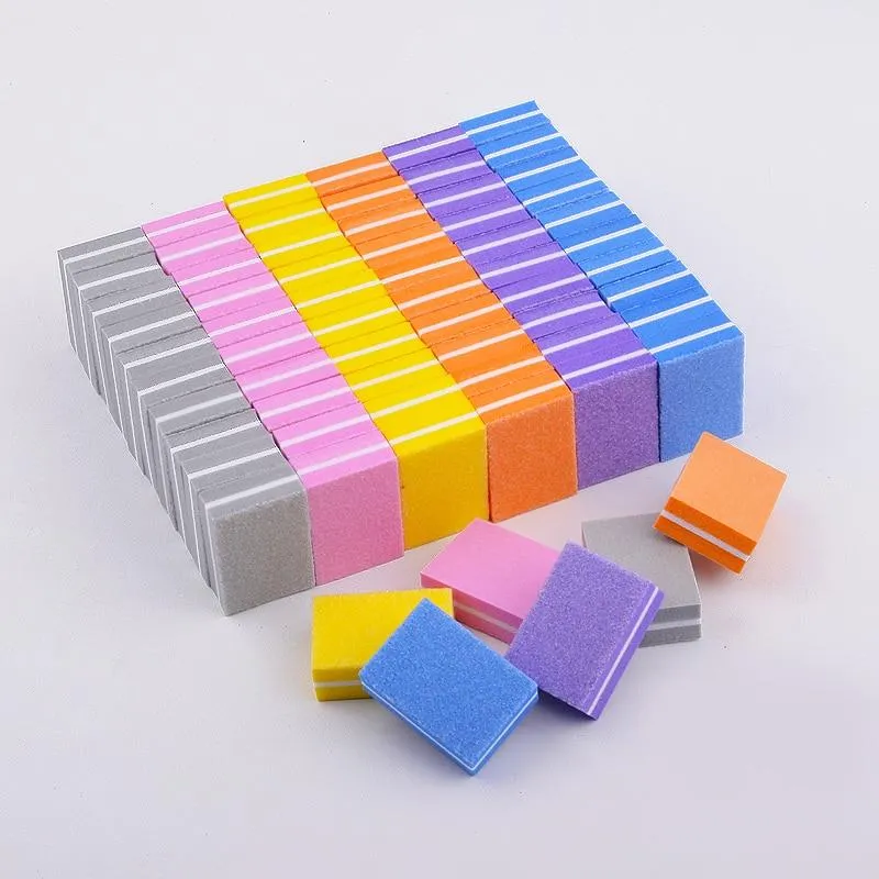 100 teile/los Professionelle Nagelfeile Mini Schwamm Nagel Schleif Blöcke UV Gel Polnischen Häutchen Entferner Maniküre Werkzeuge Nagel Puffer Dateien