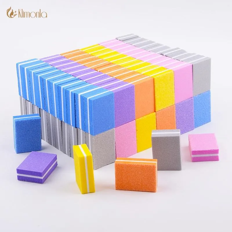 100 teile/los Professionelle Nagelfeile Mini Schwamm Nagel Schleif Blöcke UV Gel Polnischen Häutchen Entferner Maniküre Werkzeuge Nagel Puffer Dateien