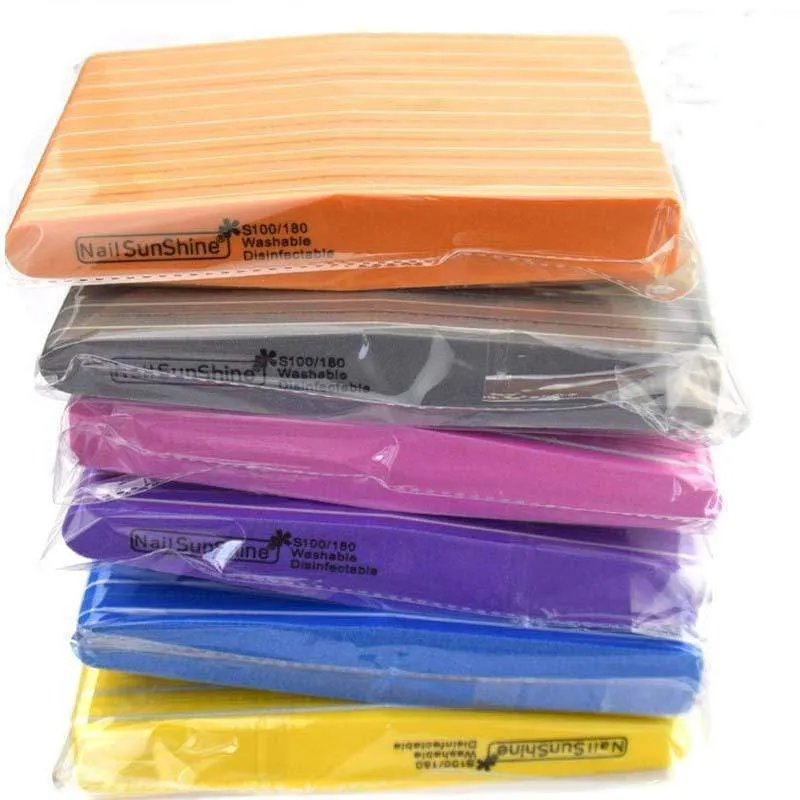 10 teile/los Rhombus Doppelseitige Nagelfeilen Puffer 100/180 Polieren Schleifen Maniküre Pediküre Nagelpuffer Feilenwerkzeuge