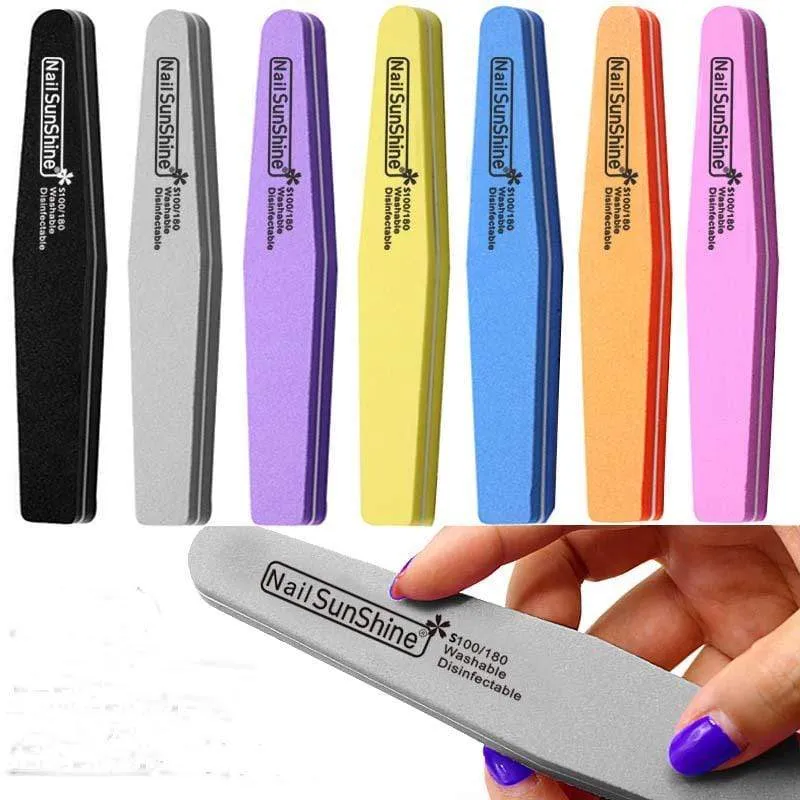 10 teile/los Rhombus Doppelseitige Nagelfeilen Puffer 100/180 Polieren Schleifen Maniküre Pediküre Nagelpuffer Feilenwerkzeuge