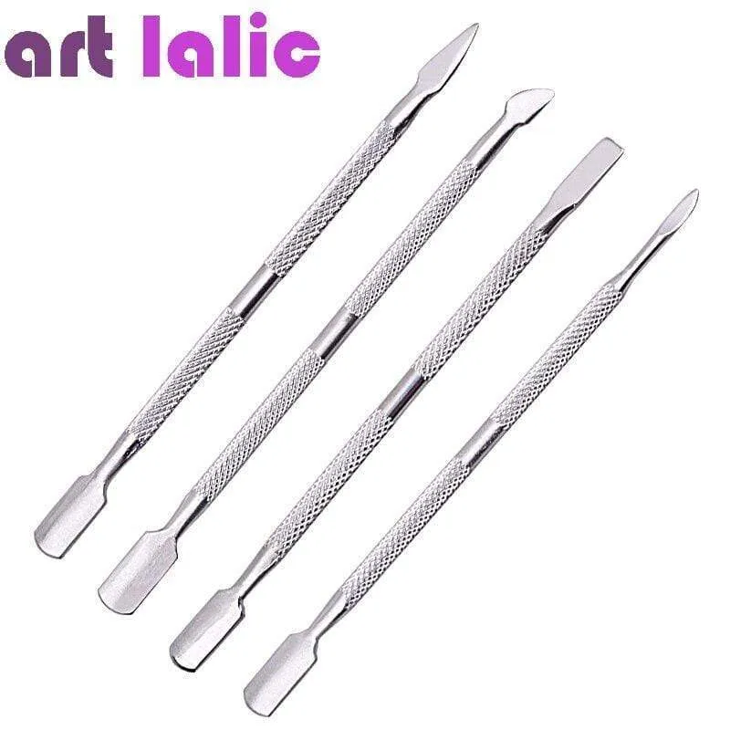 4 teile/los Edelstahl Häutchen Entferner Doppelseitige Finger Dead Skin Push Nagel Häutchen Pusher Maniküre Nagel Pflege Werkzeug