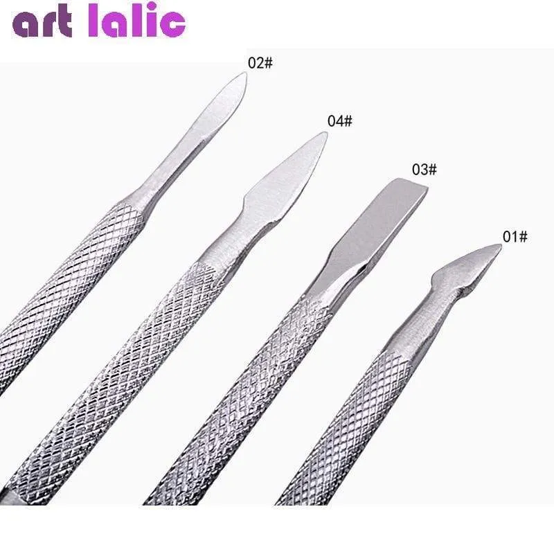 4 teile/los Edelstahl Häutchen Entferner Doppelseitige Finger Dead Skin Push Nagel Häutchen Pusher Maniküre Nagel Pflege Werkzeug