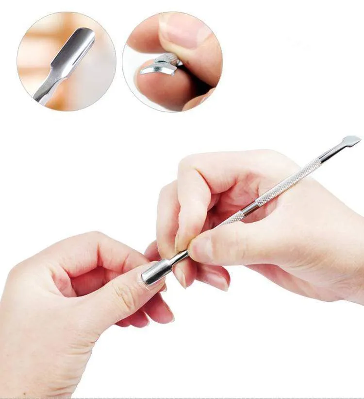4 teile/los Edelstahl Häutchen Entferner Doppelseitige Finger Dead Skin Push Nagel Häutchen Pusher Maniküre Nagel Pflege Werkzeug