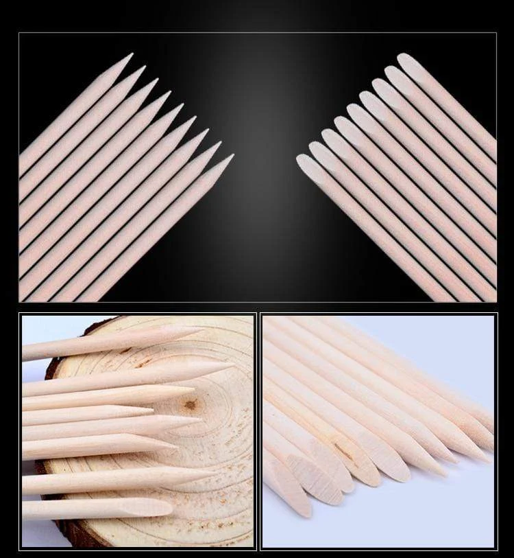 100 teil/beutel Nail art Orange Holz Stick Nagelhautschieber Entferner Pediküre Maniküre Werkzeug Doppelseitige Stick Für Maniküre Pflege Werkzeug