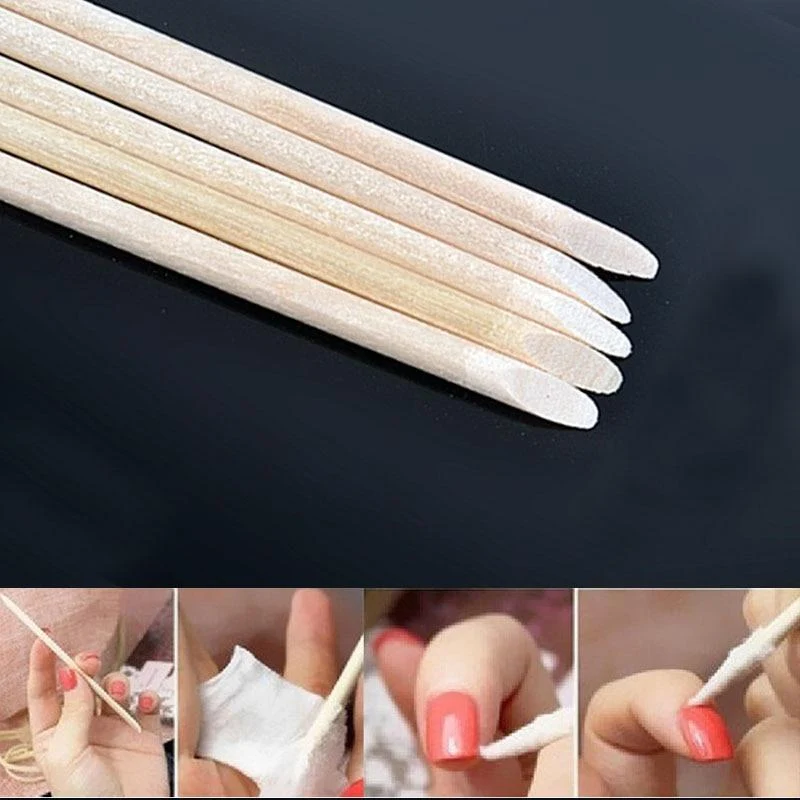 100 teil/beutel Nail art Orange Holz Stick Nagelhautschieber Entferner Pediküre Maniküre Werkzeug Doppelseitige Stick Für Maniküre Pflege Werkzeug
