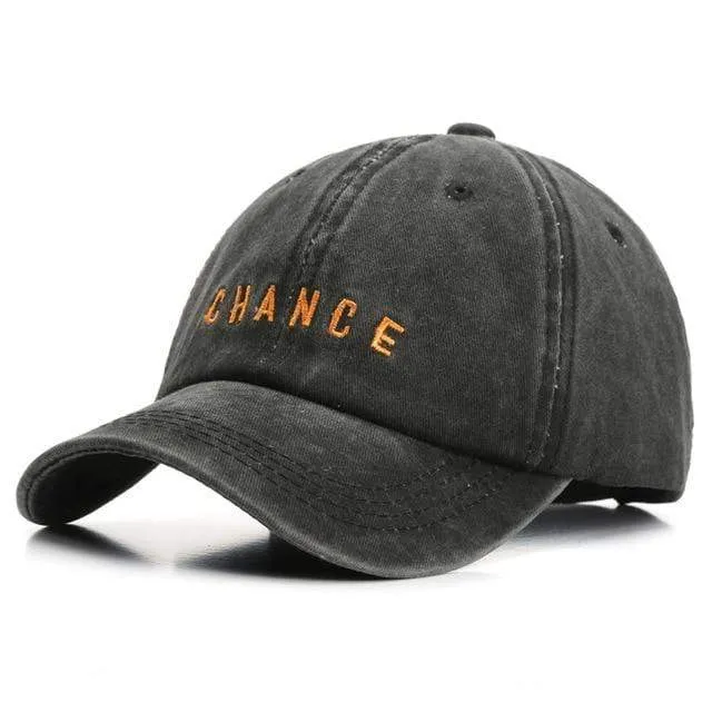 Baumwoll-Baseballkappe für Männer und Frauen CHANCE Bestickte Hüte Lässige Retro-Snapback-Mütze Sommer-Sonnenkappen Unisex-Gorras