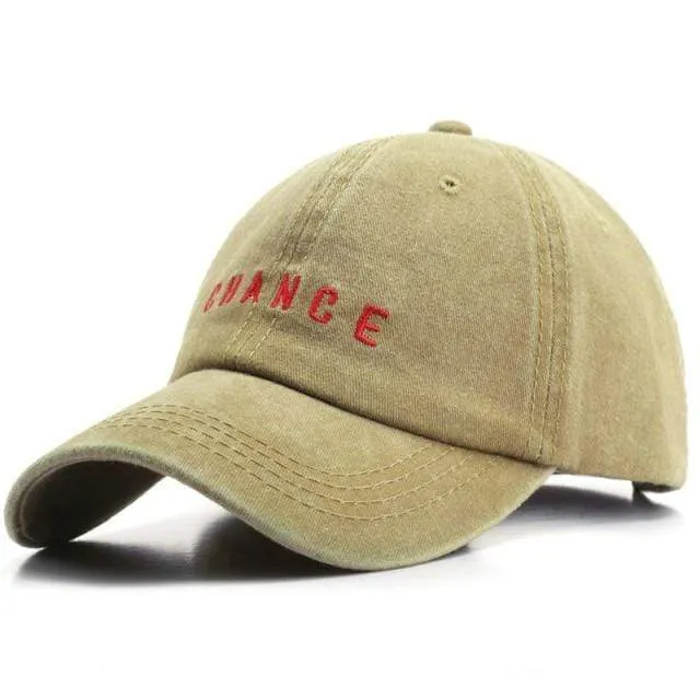 Baumwoll-Baseballkappe für Männer und Frauen CHANCE Bestickte Hüte Lässige Retro-Snapback-Mütze Sommer-Sonnenkappen Unisex-Gorras