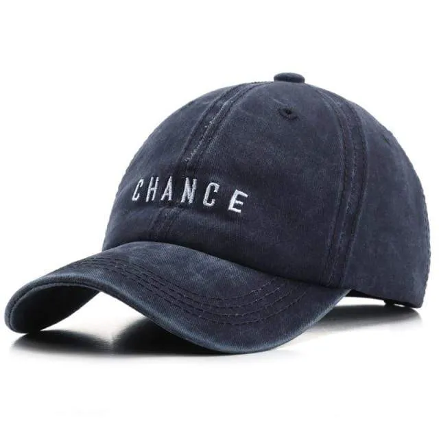Baumwoll-Baseballkappe für Männer und Frauen CHANCE Bestickte Hüte Lässige Retro-Snapback-Mütze Sommer-Sonnenkappen Unisex-Gorras