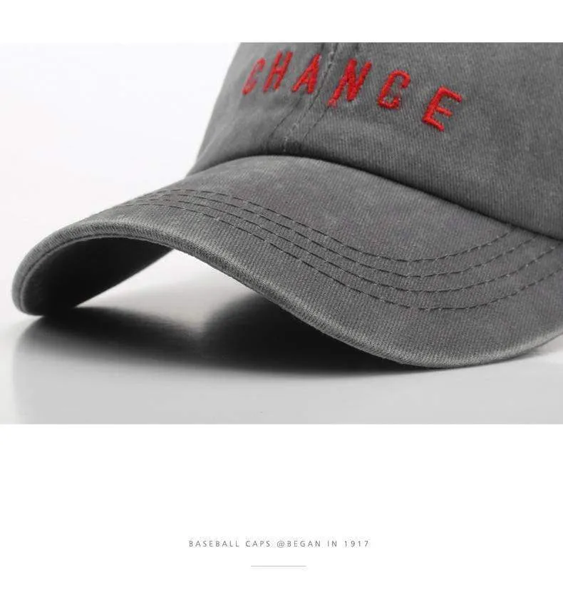 Baumwoll-Baseballkappe für Männer und Frauen CHANCE Bestickte Hüte Lässige Retro-Snapback-Mütze Sommer-Sonnenkappen Unisex-Gorras