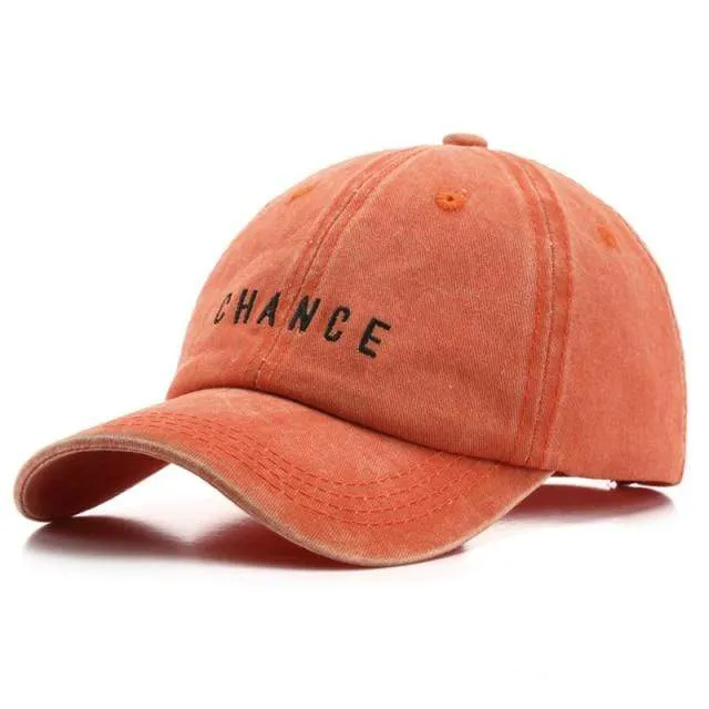 Baumwoll-Baseballkappe für Männer und Frauen CHANCE Bestickte Hüte Lässige Retro-Snapback-Mütze Sommer-Sonnenkappen Unisex-Gorras