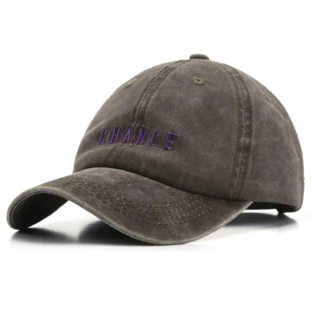 Baumwoll-Baseballkappe für Männer und Frauen CHANCE Bestickte Hüte Lässige Retro-Snapback-Mütze Sommer-Sonnenkappen Unisex-Gorras