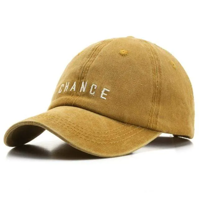 Baumwoll-Baseballkappe für Männer und Frauen CHANCE Bestickte Hüte Lässige Retro-Snapback-Mütze Sommer-Sonnenkappen Unisex-Gorras