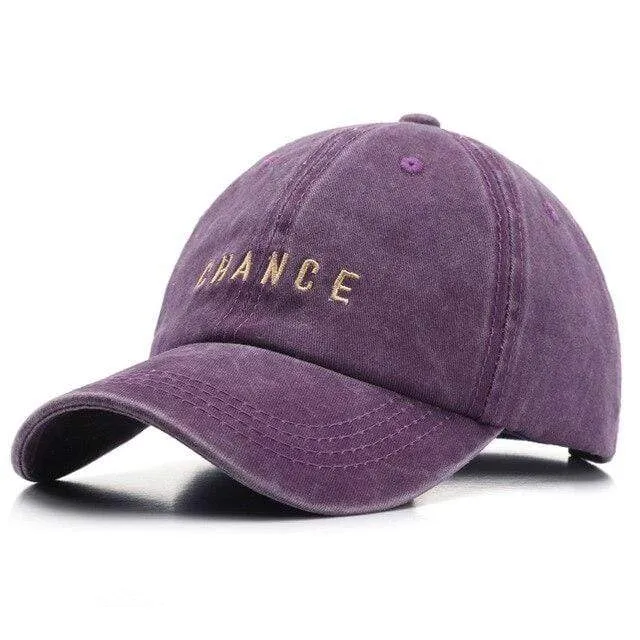 Baumwoll-Baseballkappe für Männer und Frauen CHANCE Bestickte Hüte Lässige Retro-Snapback-Mütze Sommer-Sonnenkappen Unisex-Gorras