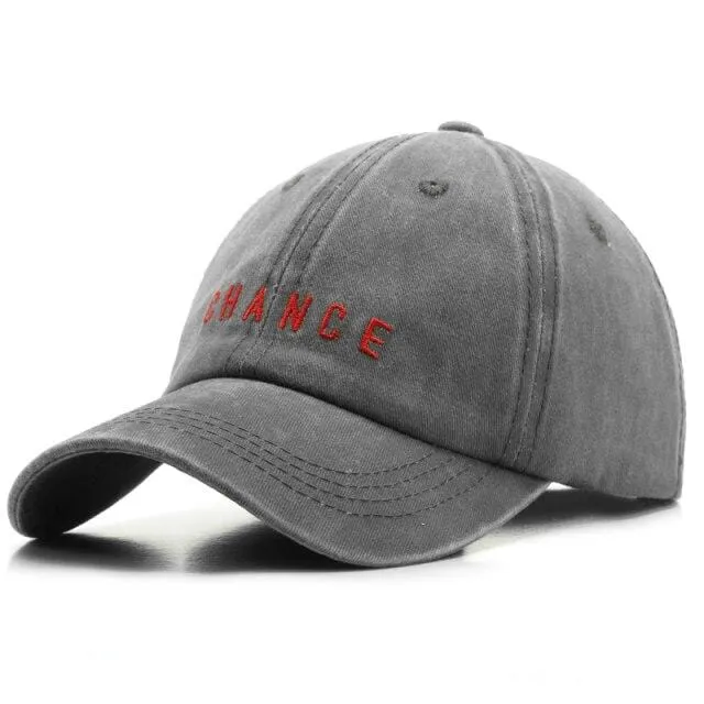 Baumwoll-Baseballkappe für Männer und Frauen CHANCE Bestickte Hüte Lässige Retro-Snapback-Mütze Sommer-Sonnenkappen Unisex-Gorras