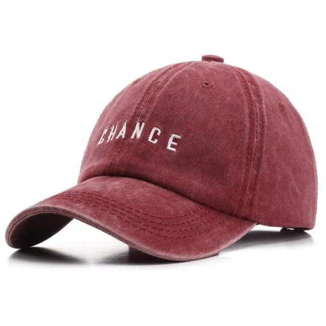 Baumwoll-Baseballkappe für Männer und Frauen CHANCE Bestickte Hüte Lässige Retro-Snapback-Mütze Sommer-Sonnenkappen Unisex-Gorras
