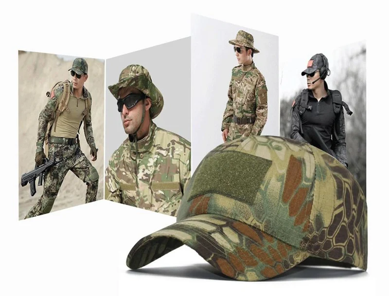 Camo Baseball Cap Männer Sommer Mesh Cap Taktische Camouflage Velcr Snapback Outdoor Klettern Jagd Camo Sommerhut W1007