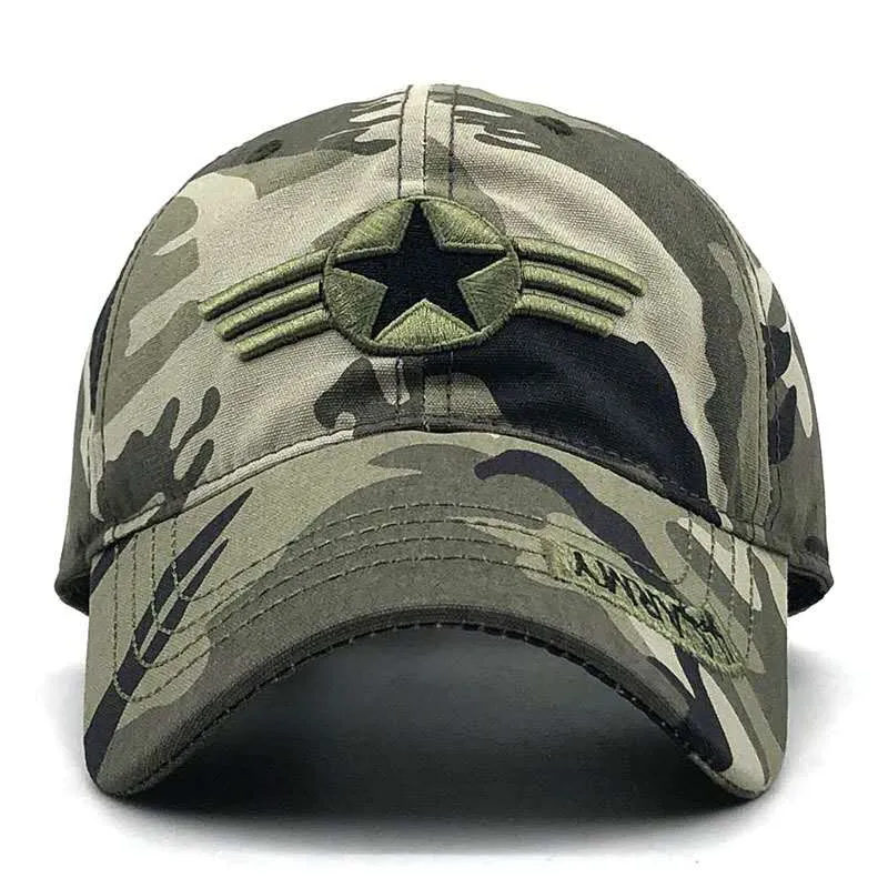 Militärische taktische Hüte, Stickerei-Pentagramm-Kappen, Team-Baseball-Kappen für Männer, Army Force Jungle Hunting Caps für Männer