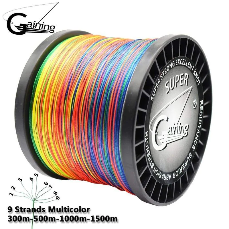 Angelschnur 9 Stränge 300m 500m 1000m 1500m Geflochtener Draht Super Multicolor PE Geflochtene Starke Stärke Fischschnur 20LB-200LB