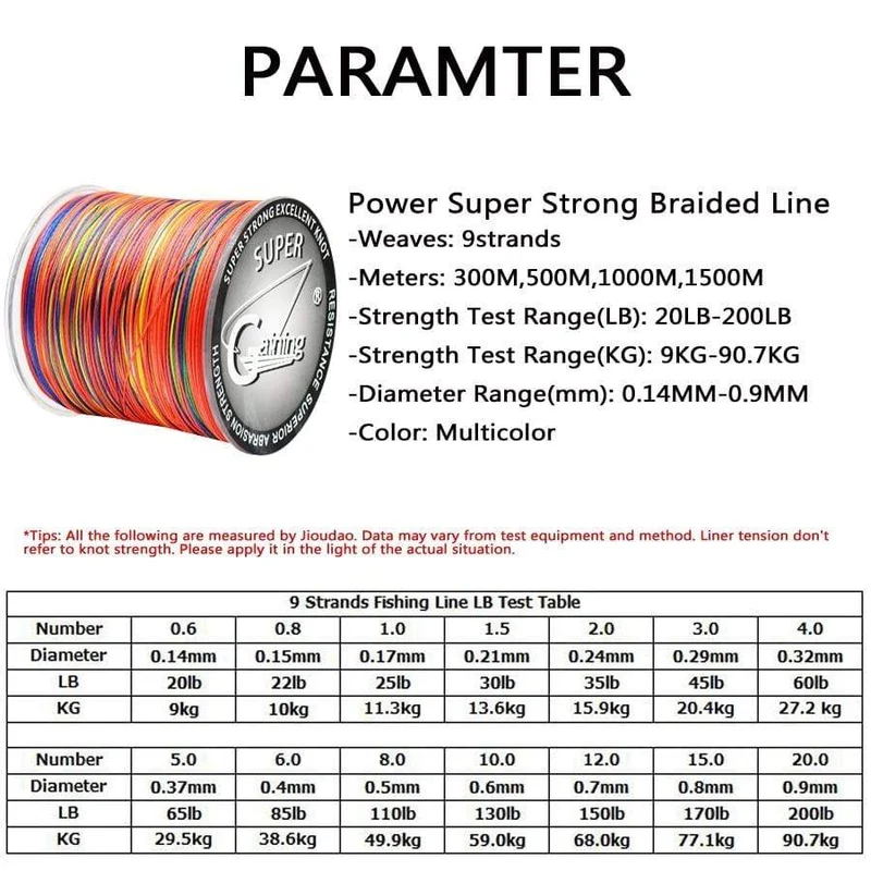 Angelschnur 9 Stränge 300m 500m 1000m 1500m Geflochtener Draht Super Multicolor PE Geflochtene Starke Stärke Fischschnur 20LB-200LB