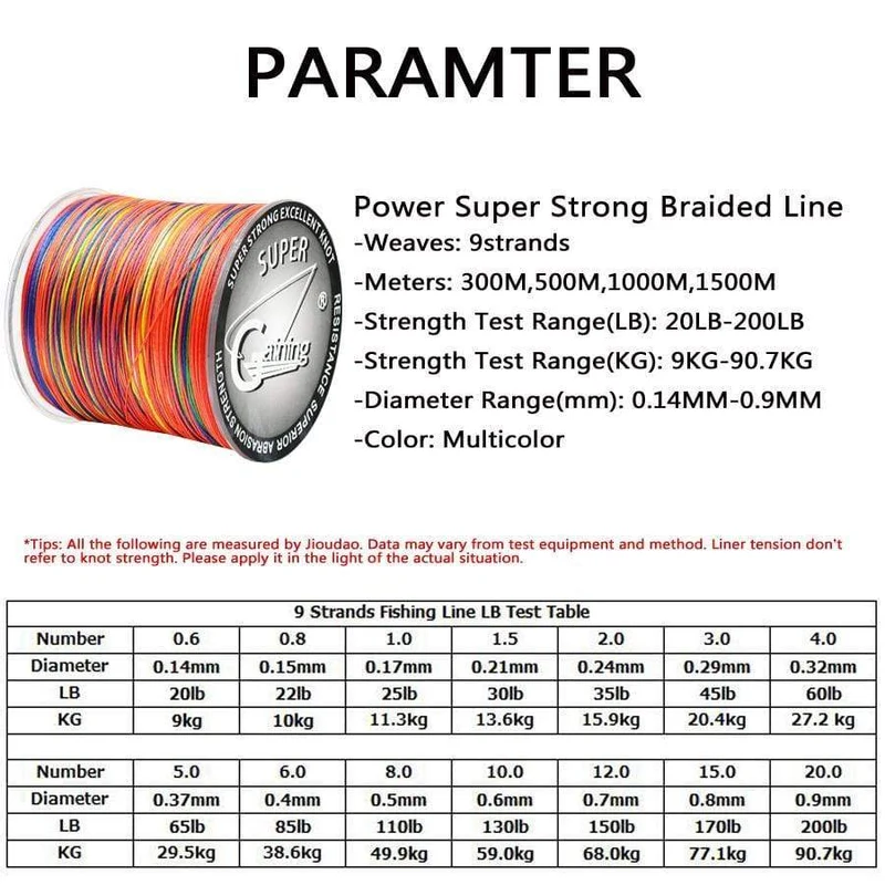 Angelschnur 9 Stränge 300m 500m 1000m 1500m Geflochtener Draht Super Multicolor PE Geflochtene Starke Stärke Fischschnur 20LB-200LB
