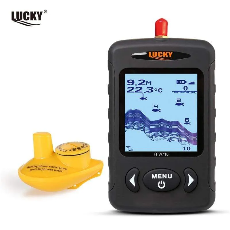 Russisches Menü Wireless Sonar Tragbarer Fischfinder Sensor Echolot Alarm Fluss See Meeresboden Live 135ft/45M