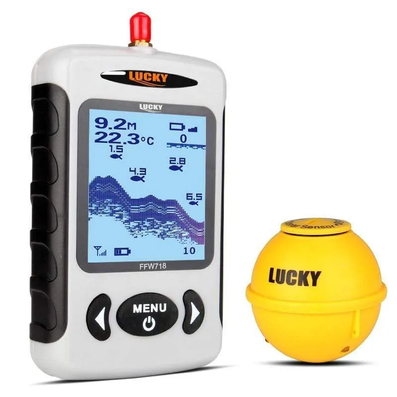 Russisches Menü Wireless Sonar Tragbarer Fischfinder Sensor Echolot Alarm Fluss See Meeresboden Live 135ft/45M