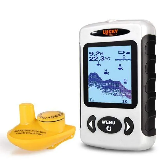 Russisches Menü Wireless Sonar Tragbarer Fischfinder Sensor Echolot Alarm Fluss See Meeresboden Live 135ft/45M
